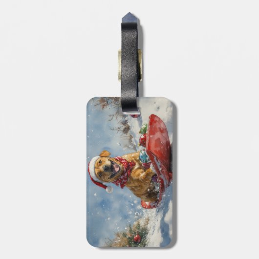 スレッジクリスマスのローデシアンのリッジバックドッグ ラゲッジタグ (裏面縦)