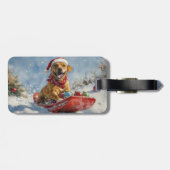 スレッジクリスマスのローデシアンのリッジバックドッグ ラゲッジタグ (裏面横)