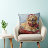 スレッジスノークリスマスのゴールデンレトリバー犬 クッション (椅子)