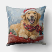 スレッジスノークリスマスのゴールデンレトリバー犬 クッション (裏面)