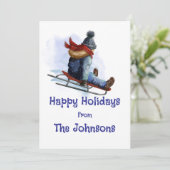 スレッジング ホリデー グリーティング カード (スタンド正面)