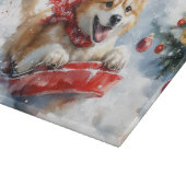 スレッドに乗った秋田犬 Let it Snow クリスマス カッティングボード (角)