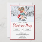 スレッユニークド素朴スノークリスマスパーティの招待状 招待状 (正面)