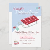 スレディングホットココアキッズウィンター誕生日招待状 招待状 (正面/裏面)