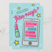 スレネガーおもしろいガールズサード誕生日招待状 招待状 (正面/裏面)