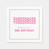 スレネガー名3回目の誕生日ラインピ縁どック スタンダードカクテルナプキン (正面)