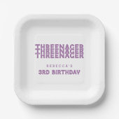 スレネガー名3回目の誕生日薄紫 ペーパープレート (正面)