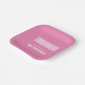 スレネガー名3歳の誕生日ホワイト文字ピンク ペーパープレート (傾斜あり)