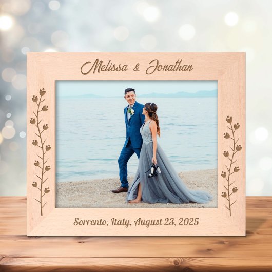 スレンダー結婚フラワーカップル記念日10x8 レーザー彫刻フレーム