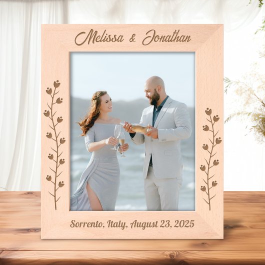 スレンダー結婚フラワーカップル記念日8x10 レーザー彫刻フレーム