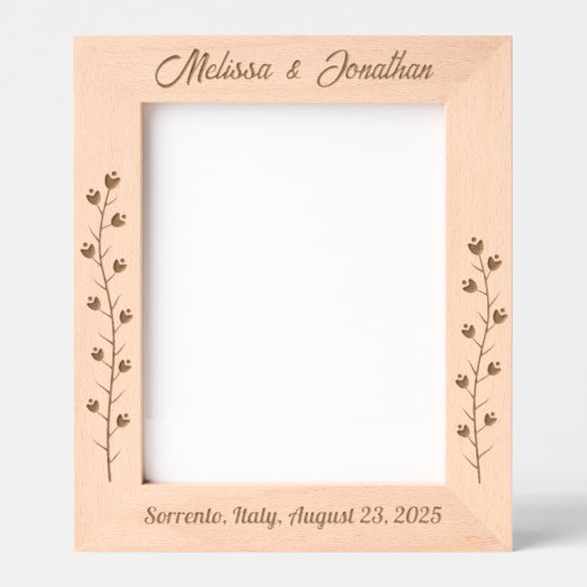 スレンダー結婚フラワーカップル記念日8x10 レーザー彫刻フレーム (正面)