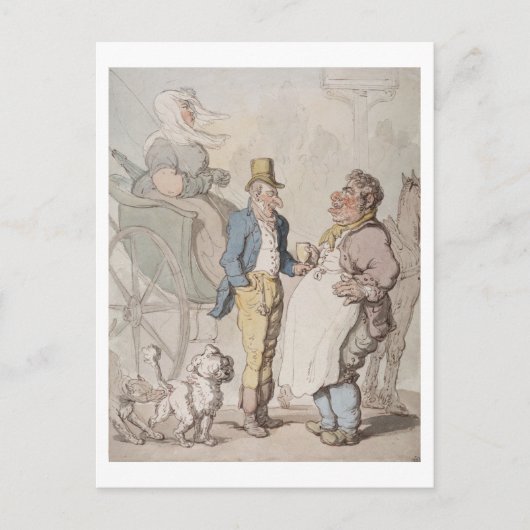 スレンダー・ビリー、軽食を取る旅行者(w/c) ポストカード (正面)