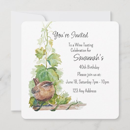 スレンバード・ヴィネヤード ワイン・テイスティング 誕生日 招待状 (正面)