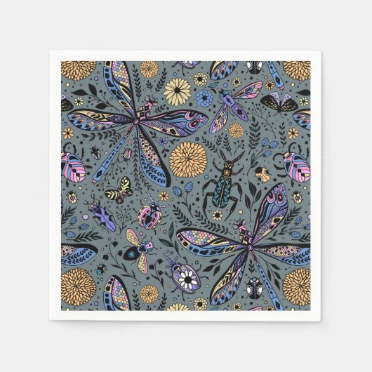 スレーター灰色のドゥードルバグ スタンダードカクテルナプキン (正面)