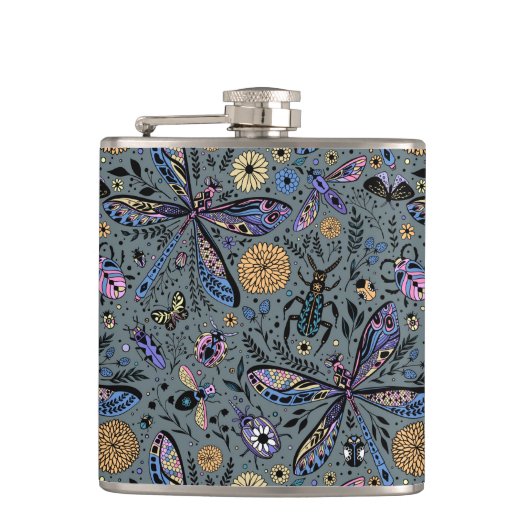 スレーター灰色のドゥードルバグ フラスク (正面)