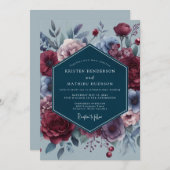 スレートクリムソンソンバー フローラ ウェディング 招待状 (正面/裏面)
