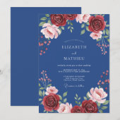 スレートクリムゾンペタルウェディング 招待状 (正面/裏面)