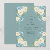 スレートクリームローズの結婚式 招待状 (正面/裏面)