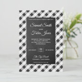 スレートグレイのギンガムチョークボード結婚式招待状 招待状 (スタンド正面)
