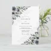 スレートグレイのムーディーな冬のウェディング 招待状 (スタンド正面)