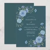 スレートサファイアダリアの結婚式 招待状 (正面/裏面)