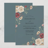 スレートシャンパンジニアユーカリの結婚式 招待状 (正面/裏面)