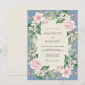スレートソフトピンクの芍薬の結婚式 招待状 (正面/裏面)