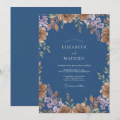 スレートソフトモーブの芍薬の結婚式 招待状 (正面/裏面)