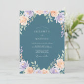 スレートパステルリラの芍薬の結婚式 招待状 (スタンド正面)