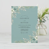 スレートパールホワイトリーフウェディング 招待状 (スタンド正面)