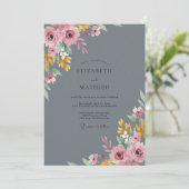 スレートピンクの芍薬の結婚式 招待状 (スタンド正面)