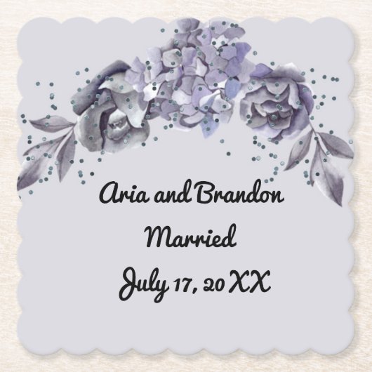 スレートブルーのウェディング用ペーパコースターをマッチング ペーパーコースター (正面)