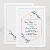 スレートブルーのシダの招待状 招待状 (正面/裏面)