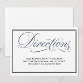 スレートブルーのスクリプト結婚式案内同封カード 招待状 (正面/裏面)