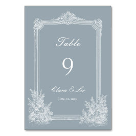 スレートブルーのフランスカントリーウェディング テーブルナンバー