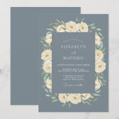 スレートブルーのレガルローズウェディング 招待状 (正面/裏面)