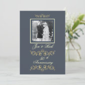 スレートブルーの写真付き周年記念招待状 招待状 (スタンド正面)