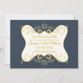 スレートブルーの写真付き周年記念招待状 招待状 (裏面)