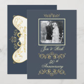 スレートブルーの写真付き周年記念招待状 招待状 (正面/裏面)