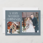 スレートブルーの新婚クリスマスフォトカード シーズンカード (正面)
