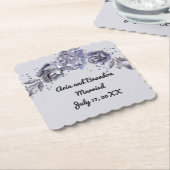 スレートブルーの結婚式用紙コースター ペーパーコースター (アングル)