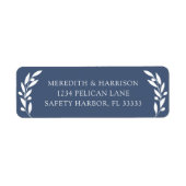 スレートブルーオリーブブランチ結婚式返信住所ラベル ラベル (正面)