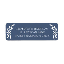 スレートブルーオリーブブランチ結婚式返信住所ラベル ラベル