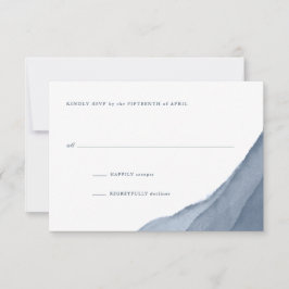 スレートブルーオンブル水彩結婚式出欠確認 出欠カード