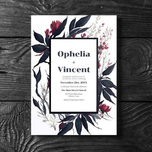 スレートブルーバラ色のブライダルブーケ ウェディング 招待状