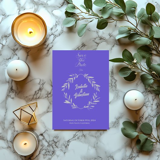 スレートブルー＆シルバーダイヤモンドの結婚式のご案内 招待状