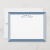 スレートブルー & ダスティーブルー フレーム メンズ ステーショナリー ノートカード (正面)