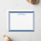 スレートブルー & ダスティーブルー フレーム メンズ ステーショナリー ノートカード (正面/裏面インサイチュ)