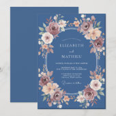 スレートマーブルのリースの結婚式 招待状 (正面/裏面)