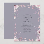 スレートマーブルの葉っぱの結婚式 招待状 (正面/裏面)